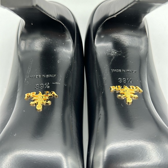 Prada Triangle Show Pointed Toe Pump Heels Black Size 39.5 EU / 9.5 US NIB - Picture 7 of 11
